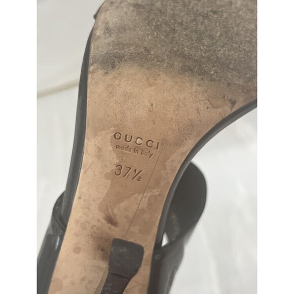 GUCCI: Black, Patent Leather Mary Jane Strappy Sandals Heels Size: 7.5 / 37.5 - Picture 10 of 10